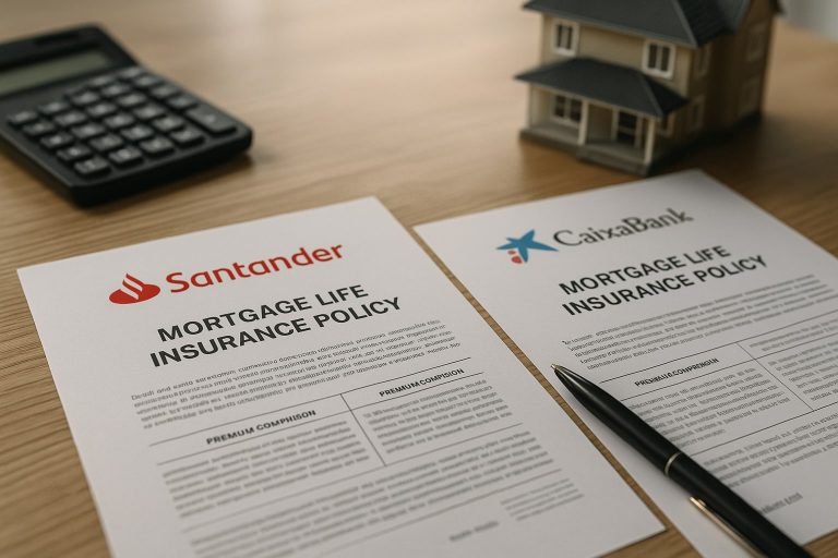 Santander Seguro de Vida Hipoteca vs CaixaBank Seguro de Vida Hipoteca: dos pólizas bancarias enfrentadas en p